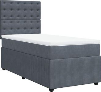 vidaXL Cama Box Spring Con Colch&oacute;n Terciopelo Gris Oscuro 90x200 Cm Vidaxl