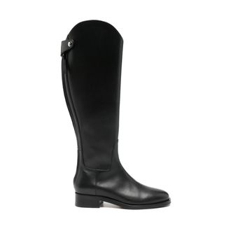 Aeyde High Boots, female, Black, Size: 6 US Black Leather Zip Flat Heel Shoes