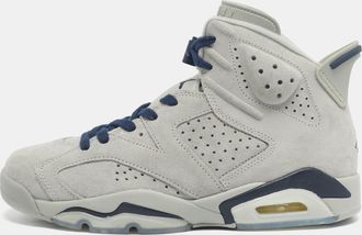 Air Jordan Grey Suede Leather Jordan 6 Retro Georgetown Sneakers