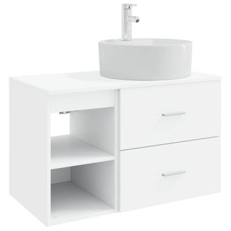 vidaXL Juego De Muebles De Ba&ntilde;o 2 Pcs Blanco Madera De Ingenier&iacute;a Vidaxl