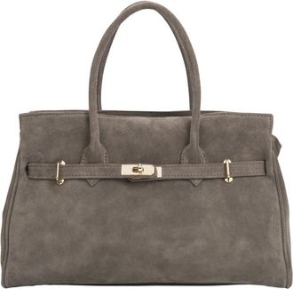 Estro & Luminara Velour Tote Bag - Dames - Handtassen - Grijs - ONE Size - Leer - Tassen