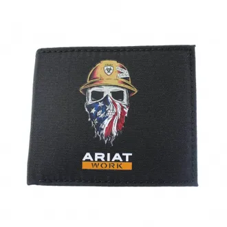 Ariat Mens Work Rfid Work Skull Bi-Fold Wallet In Black