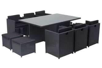 Concept Usine Conjunto de muebles de jard&iacute;n 10 plazas negro/negro + funda protectora