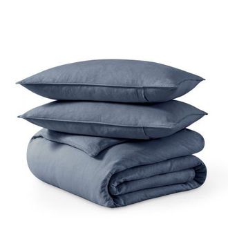 Bare Home 100% European Linen Duvet Cover and Sham Set in Indigo at Nordstrom, Size King