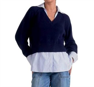 Elan Crossover Layered Sweater In Navy