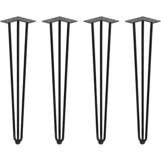 Emuca Emuca - Lote De 4 Patas Hairpin De 3 Varillas Para Mesa, Altura 710mm, Acero, Pintado Negro