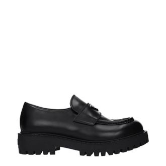 Prada Herrens Schwarze Leder-Loafer