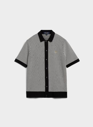 Fred Perry Mens Mini-check polo-collar Cardigan Sweater