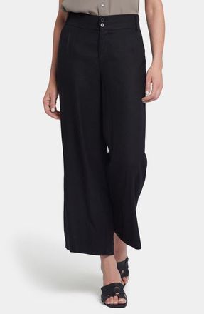 NYDJ Waverly Linen Blend Wide Leg Pants in Black at Nordstrom, Size Medium