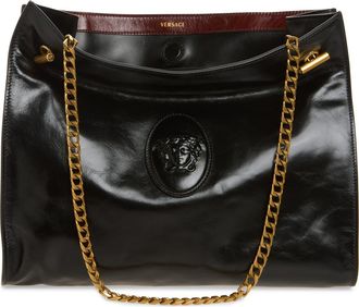 Versace Medium Cabine Leather Shoulder Bag in Black Gold at Nordstrom
