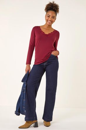 Roman Lace V-Neck Stretch Top