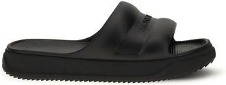 Moncler Zwarte Rubber Platte Sandalen
