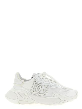Dolce & Gabbana White Lace-Up Logo Sneakers