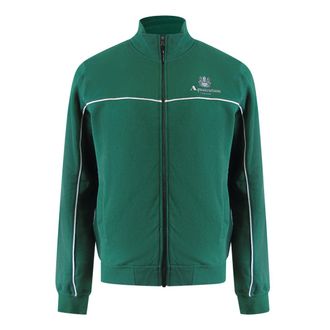 Aquascutum Mens Active Piping Mock Neck Hunter Green Fleece Cotton - Size X-Large