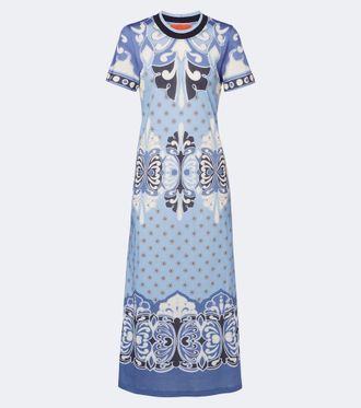 La DoubleJ Vestido midi Sporty Swing de algod&oacute;n estampado