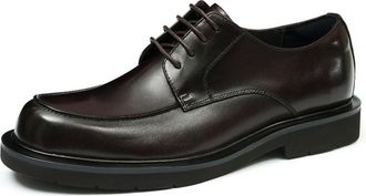 Generic Mens Lace Up Business Oxfords Round Toe Platform Wedding Shoes Low Block Heel Formal Dress Shoes,Brown,7.5 UK