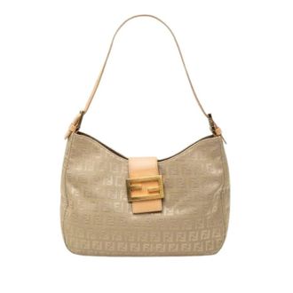 Fendi Pre-owned Vintage Canvas Shoulder Bag - Dames - Pre-owned - Beige - Maat: ONE Size Leer