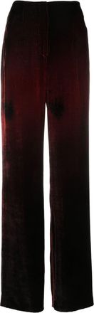 Alberta Ferretti gradient-effect velvet-texture straight trousers - women - Silk/Viscose/Acetate/Cupro - 42 - Red