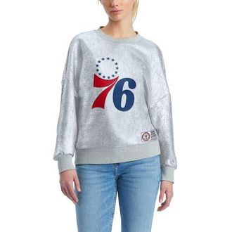 Tommy Jeans Womens Tommy Jeans Silver Philadelphia 76ers Tracy Pullover Sweatshirt at Nordstrom, Size X-Large