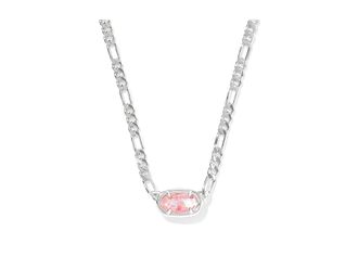 Kendra Scott Elisa Figaro Chain Short Pendant Womens Necklace Womens Necklace Silver Pink Iridescent Mother Of Pearl, Glass
