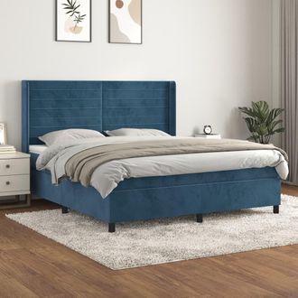 vidaXL Vidaxl - Cama Box Spring Con Colch&oacute;n Terciopelo Azul Oscuro 160x200 Cm