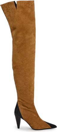 Khaite Harvey 85 Suede and Leather Over-the-knee Boots - Black And Caramel - 38 (IT38 / UK5)