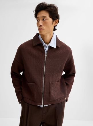 Le 31 Mens Ribbed fleece-lined cardigan