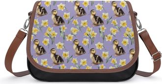 Generic Ducks And Daffodils Flower Small Womens Crossbody Bags Shoulder Handbag with Adjustable Strap for Travel