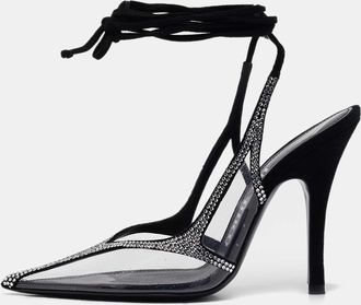 The Attico Transparent Pvc And Suede Crystal Embellished Venus Pumps