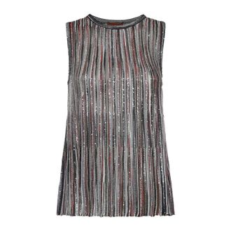 Missoni Sleeveless Tops, female, Multicolor, Size: XS Sequin-Embellished Striped Tank Top
