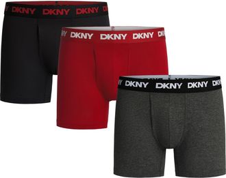 DKNY 3-Pack Stretch Cotton Boxer Briefs in Black/Toreador/charcoal at Nordstrom, Size Xx-Large