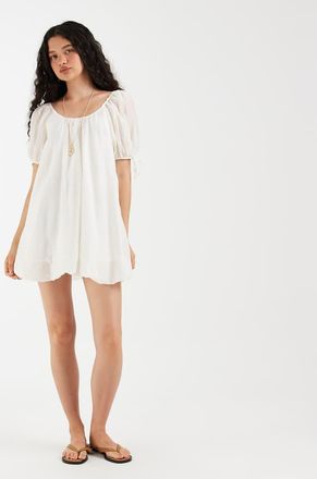Asos Vestito corto a sbuffo bianco-Marrone