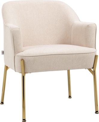 HOMCOM Fabric Armchair Accent Chair w/ Metal Legs for Living Room Bedroom White | TJ Hughes
