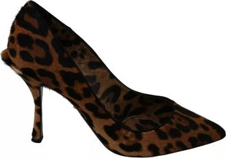 Dolce & Gabbana Brown Leopard Pony Hair Heels Pumps Womens Shoes (Pre-Owned)
