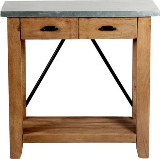 Alaterre Millwork 30In Wood And Zinc Metal Console/Media Table With Two Drawers