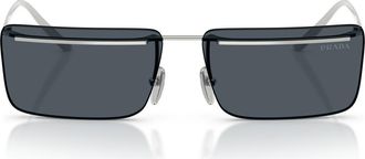 Prada 60mm Rectangular Sunglasses in Silver /Dark Grey at Nordstrom
