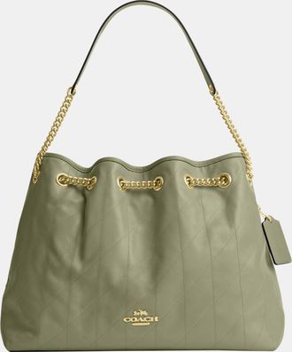 Coach Womens Evelyn Shoulder Bag With Quilting - Green Leather - One Size