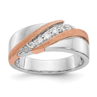 Diamond2Deal 14k Two-tone Lab Grown Diamond Wedding Band Ring 0.33Ct Clarity- VS Color- D-E