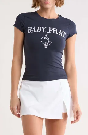 Baby Phat Logo Embroidered Baby Tee in Navy at Nordstrom Rack, Size X-Large