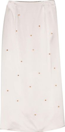 Alysi bead-detailed straight midi skirt - women - Viscose/Viscose/Acetate/Acetate - 40 - Neutrals