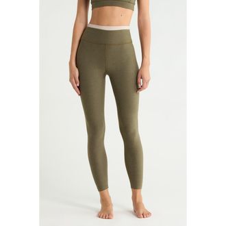 Beyond Yoga Space Dye High Waist Midi Leggings in Beyond Olive Heather at Nordstrom, Size X-Large