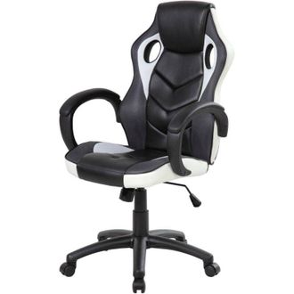 Dmora Silla Gaming Darlanc, Sill&oacute;n Gamer Adulto, Silla De Escritorio, 66x61h104/114 Cm, Negro Y Blanco - Dmora