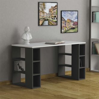 Decortie Colmar Modern Desk with Bookshelf Legs 140cm in Dark Grey | Size: 1 Pack