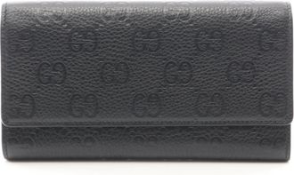 Gucci Black Leather Long Wallet (Bi-Fold) (Pre-Owned)
