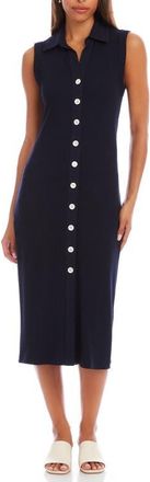 Karen Kane Sleeveless Knit Button-Up Midi Dress in Navy at Nordstrom, Size X-Small