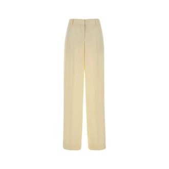 Stella McCartney Stella McCartney, Wide Trousers, female, Yellow, Size: 2XS Satin Dropped Waist Straight Wide Leg