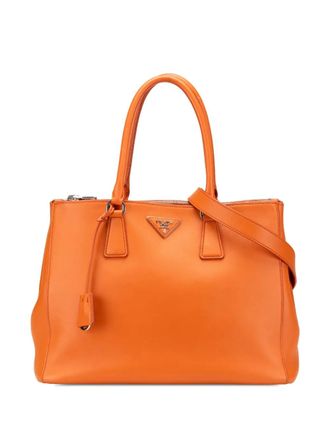 Prada 2010-2025 Medium Soft Calf Galleria Double Zip Tote satchel - women - Calf Leather - One Size - Orange