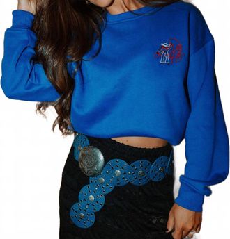 Bailey Rose Rodeo Cowgirl Stitch Pullover In Blue