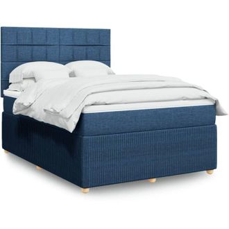 vidaXL Vidaxl - Cama Box Spring Con Colch&oacute;n Tela Azul 140x190 Cm
