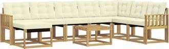 vidaXL Conjunto De Sof&aacute;s De Exterior 9 Uds. Blanco Y Crema Vidaxl
